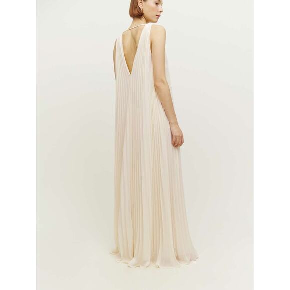 Reformation Rafina Dress ivory pleated wedding bridal maxi loose fit size 6 - Picture 2 of 15